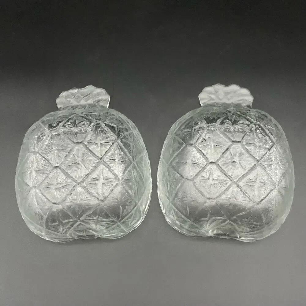 Vintage 1950’s KIG Indonesia Pineapple Shaped Pattern Glass Fruit Nut Bowl Dish